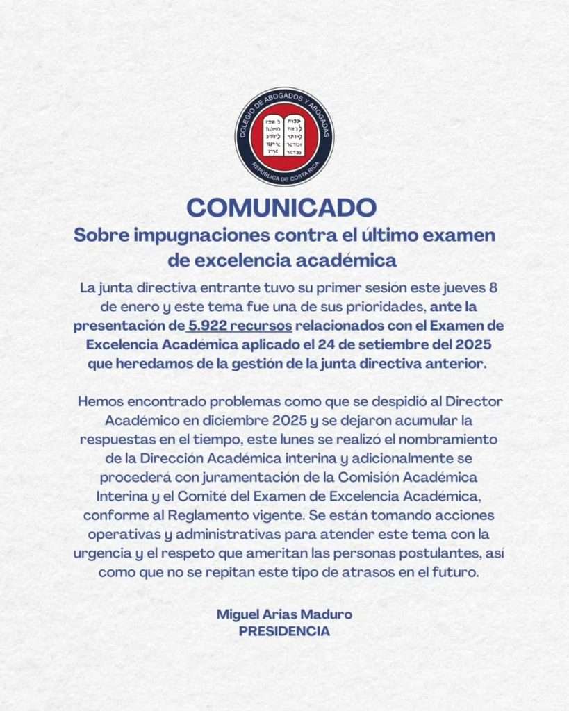 Sobre impugnaciones al Examen de Excelencia Académica 2025