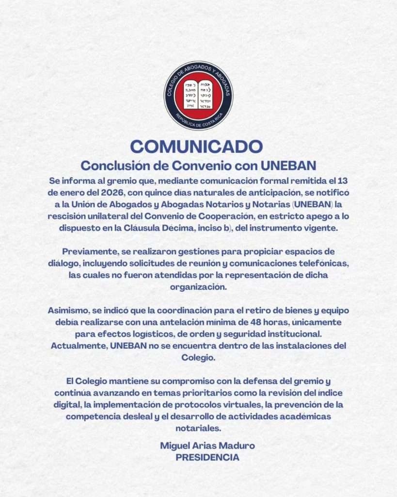 Conclusión de Convenio con UNEBAN
